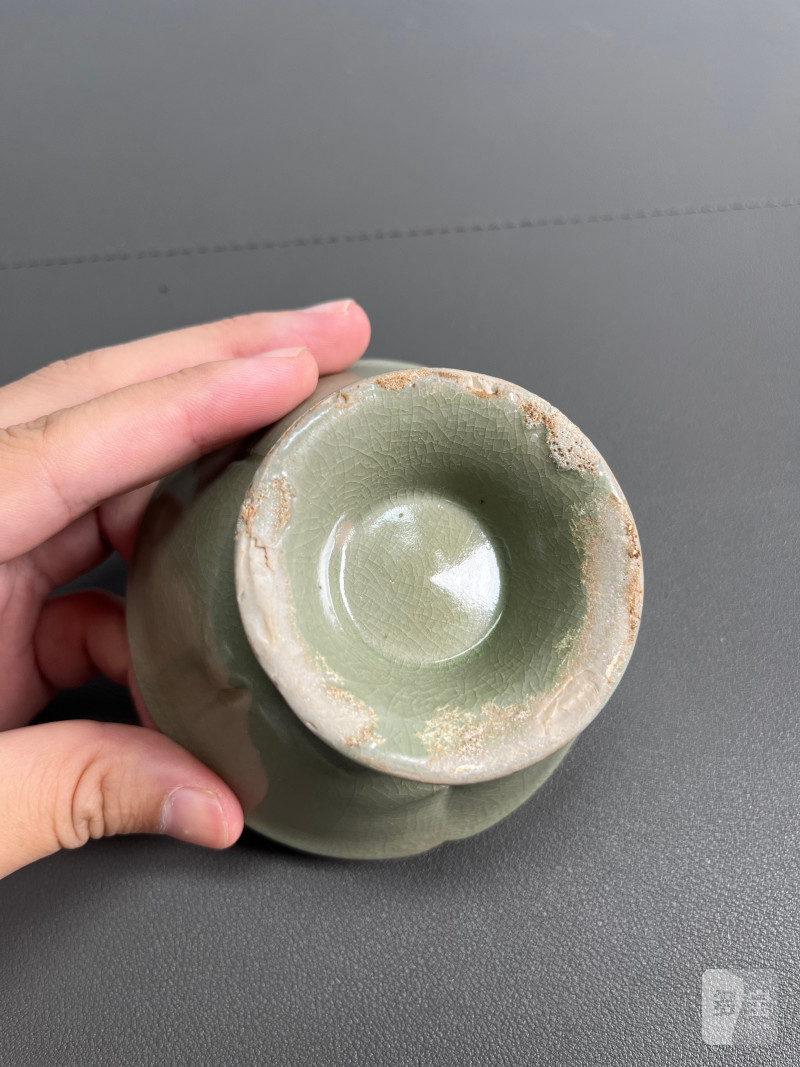 明或明以前  青釉花口高足杯 - 图14